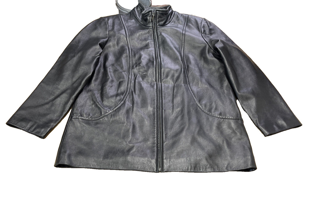 Worthington Genuine Lambskin Leather Zip Jacket Lined Women's Large Classic City